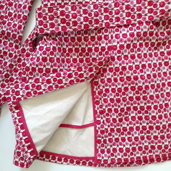Gap Tulip Print Button Front Coat With Self Belt Red Pink Size S - Picture 10 of 16